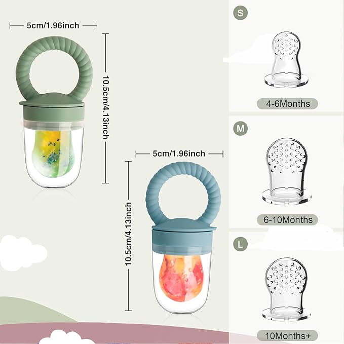 Baby Solids/Frozen Fruit Feeder Pacifier, Infant Teether Toy 4M+ 2-Pack (Ring