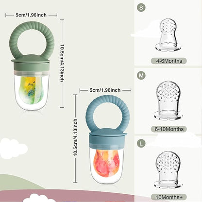 Baby Solids/Frozen Fruit Feeder Pacifier, Infant Teether Toy 4M+ 2-Pack (Ring