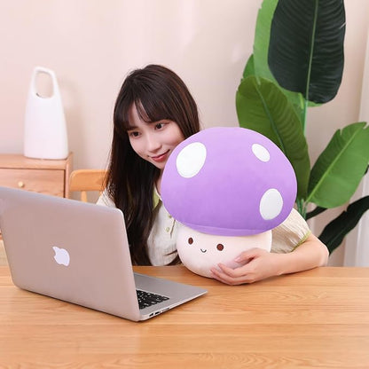 Kawaii Plush Mushroom Toy Pillow, Cute Plushies Mushroom Doll Gift for Kids(Purple 30cm/11.8in)