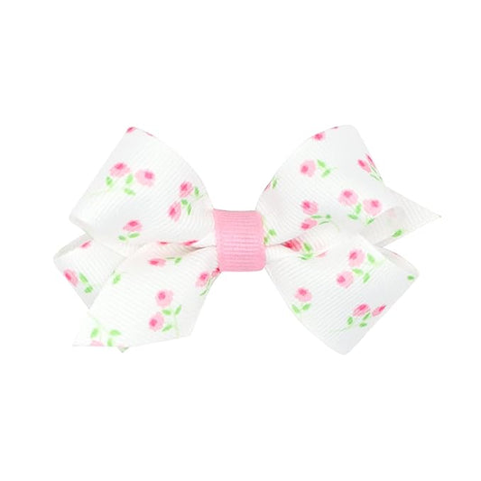 Wee Ones Girls' Rose-Patterned Grosgrain on a WeeStay Hair Clip, Mini