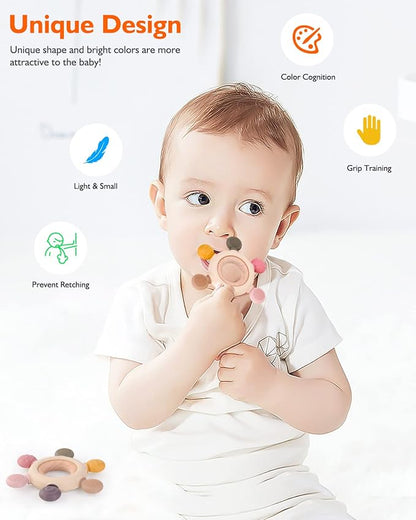 akolik Teething Toys for Babies, Baby Teethers Toy Teething Ring Silicone 3+ Months