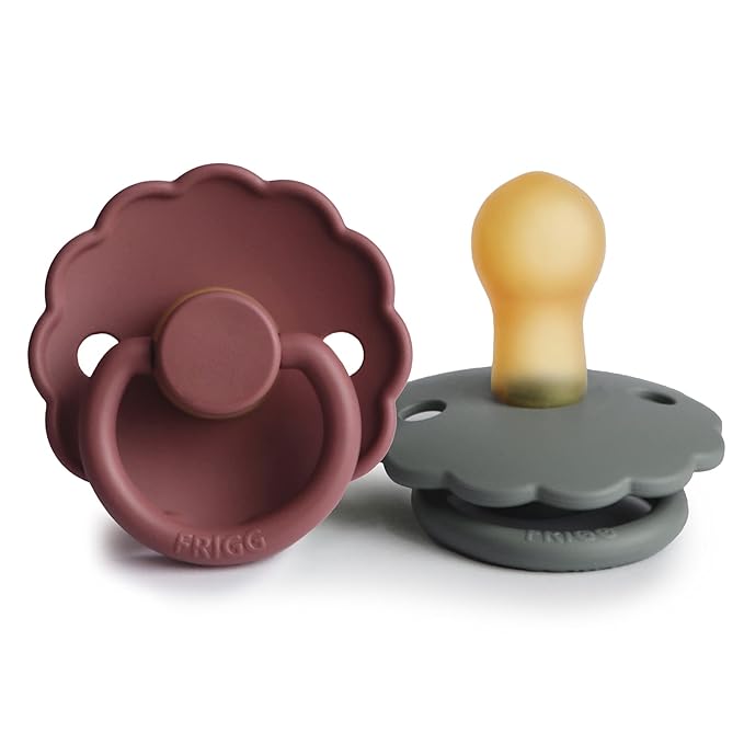 FRIGG Daisy Natural Rubber Baby Pacifier | Made in Denmark 0-6 Months) 2-Pack