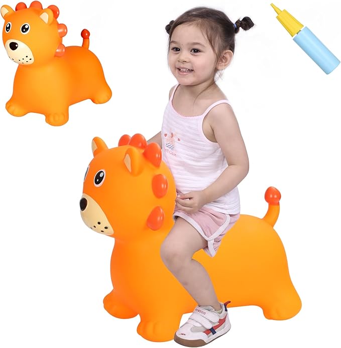 INPANY Kids Bouncy Lion Hopper Toys for 2 Year Old Boy, Toddlers Inflatable Animal Hopping Horse 3 4
