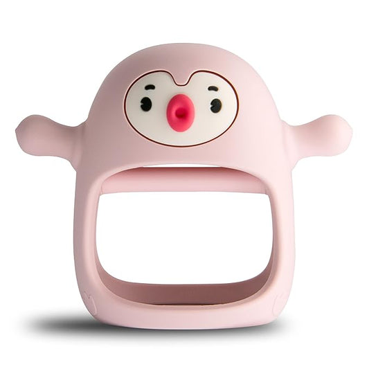 Smily Mia Penguin Buddy Never Drop Silicone Baby Teething Toy for 0-6month nfants, Baby Chew Toys for Sucking Needs 3-6Months,Car Seat