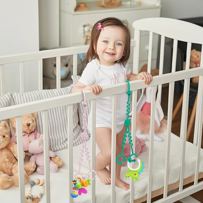 Baby Toy Straps - 1 Drag 2 Design for Toy Safety 3 Pack