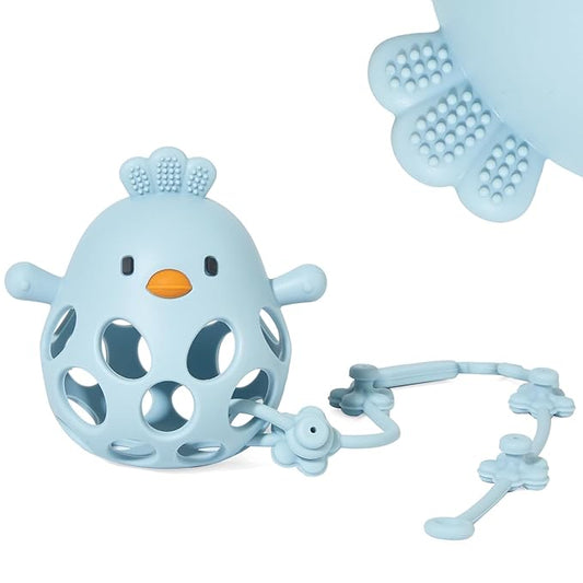 Baby Teething Toys with A Toy Safety Strap for Babies 0-6, 12 18 Months