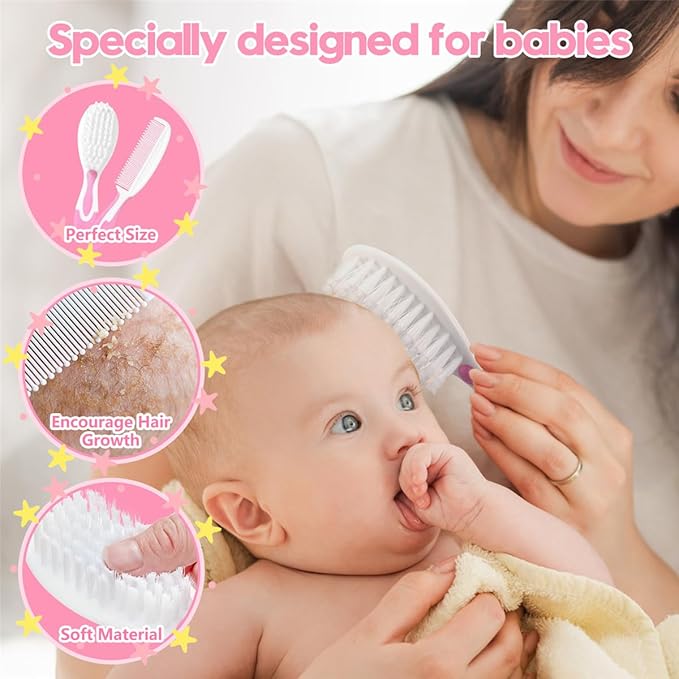 Baby Hair Brush and Comb Sets, New Born Baby Hair Brushes