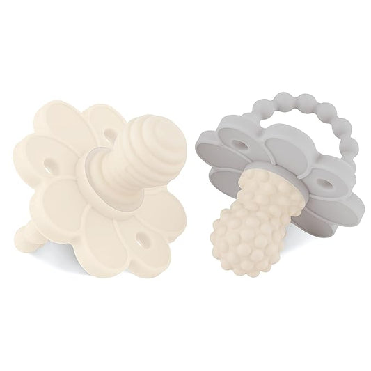Soothipop Silicone Pacifier Teething Toys for Babies 0-6 Months 12, 18 Months - (2 Pack) Pacifier Shaped Baby Teether