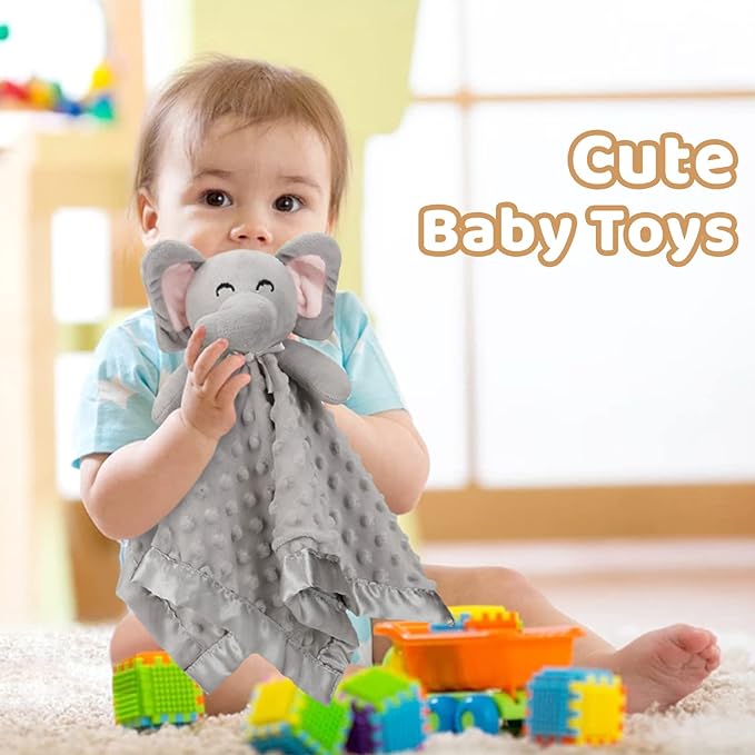Pro Goleem Elephant Security Blanket, Soft Lovey Unisex Lovie Baby 16 Inch