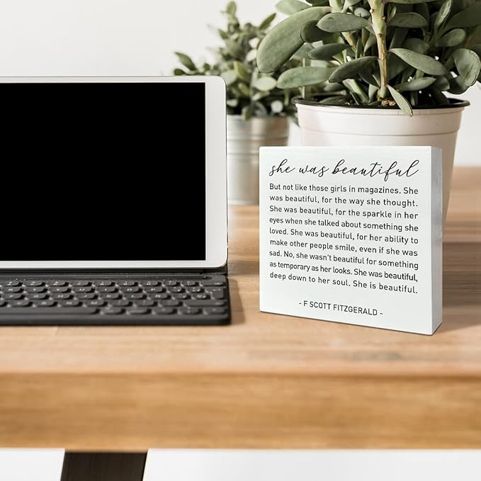 Nursery Desk Wooden Box Sign Decor, She Is Beautiful