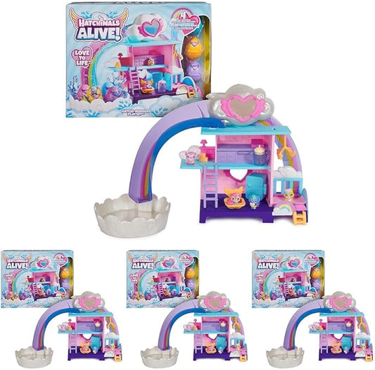 Hatchimals Alive, Hatchi-Nursery Playset Toy with 4 Mini Figures in Self-Hatching Eggs 13 Accessories, 3 and 4)