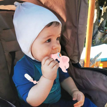 Baby Teething Toys,Food Grade Silicone Teether with One-Piece Pacifier Clip Holder 3 Months+