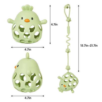 Baby Teething Toy with A Toy Strap for Babies 0-6 6-12 Months, Food-Grade Silicone Teething Mitten