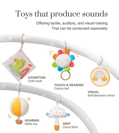 Baby Gym Play Mat, Tummy Time Mat & Pillow 4 Zone