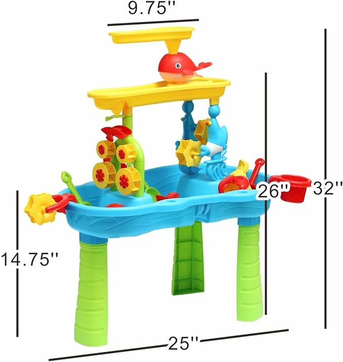 Toddler Sensory Sand and Water 3 Tier Table with Chair | Indoor & Outdoor Water and Sand Summer Beach Toys and Play Table for Kids