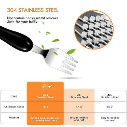 Lehoo Castle Toddler Fork and Spoon, 6pcs Toddler Utensils Kids Silverware, Safe Stainless Steel Toddler Fork Spoon Set, Children Flatware Set, Incudes 3 Spoons and 3 Forks (Engineering Vehicle)