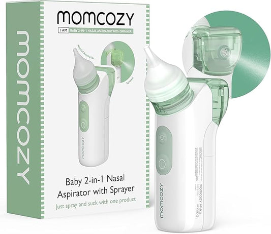 Momcozy 2-in-1 Baby Nasal Aspirator with Nasal Spray, Electric Nasal Aspirator for Baby 2 Tips BN005