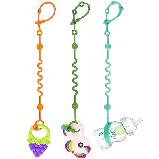 Toy Straps for Baby, Adjustable Toy Holder for Stroller Accessories (3- Pack)