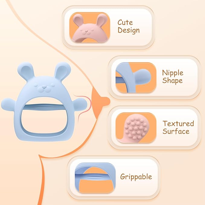 Baby Teething Toys Silicone 2 Pack Teethers Pacifier for Babies 3 Months