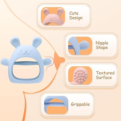 Baby Teething Toys Silicone 2 Pack Teethers Pacifier for Babies 3 Months