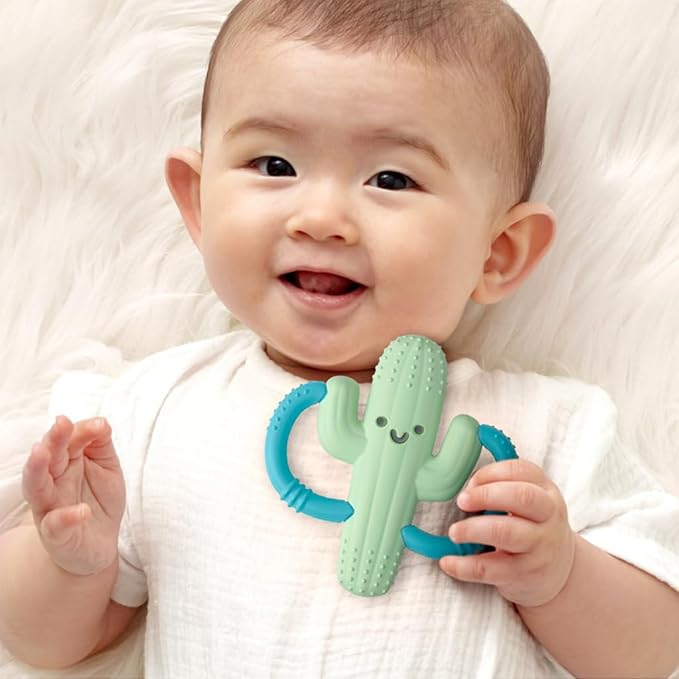 Itzy Ritzy Cactus-Shaped Baby Teether with Handles; Silicone Teether 3 Months