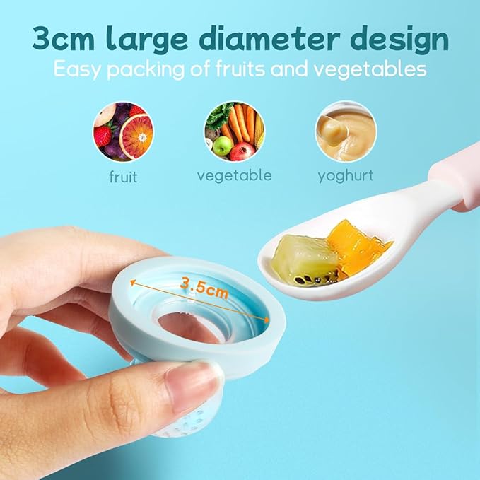 Baby Solids/Frozen Fruit Feeder Pacifier, Infant Teether Toy 4M+ 2-Pack (Dolphin