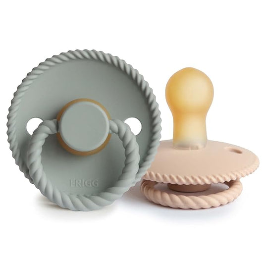 FRIGG Rope Natural Rubber Baby Pacifier | Made in Denmark 0-6 Months)