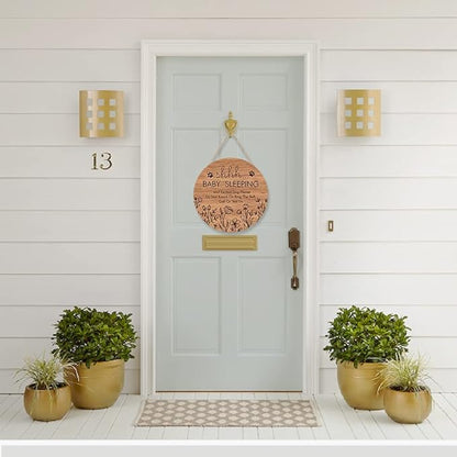 Funny Baby Sleeping Hanging Sign Plaque, Do Not Knock Or Ring The Bell (12x12inch)