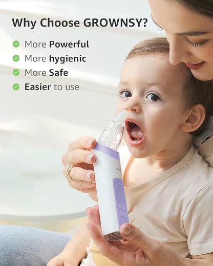 GROWNSY Nasal Aspirator for Baby, Electric Baby Nose Sucker 3 Silicone