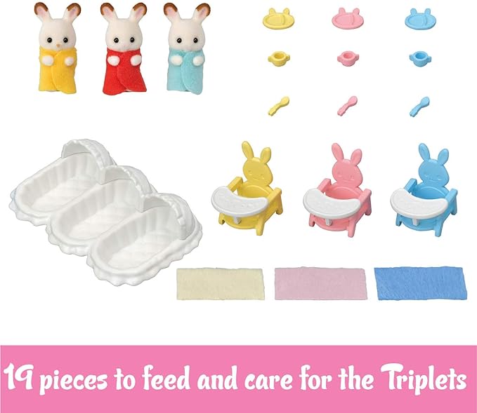 Calico Critters Triplets Care Set - Dollhouse Playset with 3