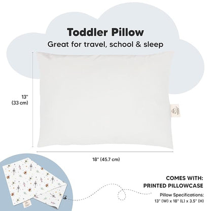 Toddler Pillow with Pillowcase - 13x18 My Little Dreamy Pillow, Organic Cotton Toddler Pillows for Sleeping, Kids Pillow, Travel Pillows, Mini Pillow, Nursery Pillow, Toddler Bed Pillow (Robo Pals)