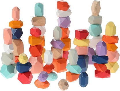 60 Pcs Stacking Rocks Montessori Toys for 1+ Year Old