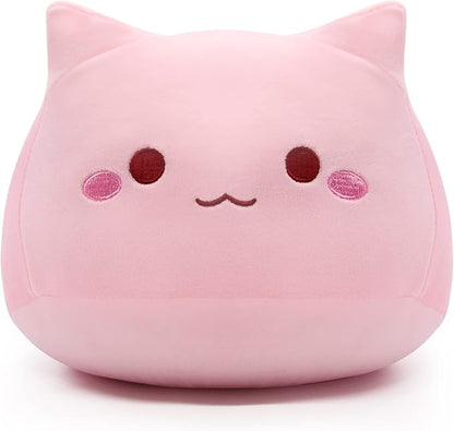 iBccly 8" Pink Cat Plush Pillow, Soft Stuffed Animal Doll