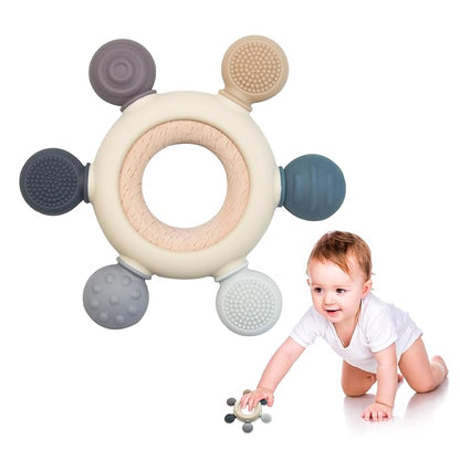 Baby Teething Toys Silicone Chewable Teethers BPA Free Silicone Rudder 0-24 Months