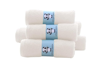 HIPHOP PANDA Baby Washcloths, Rayon Made from Bamboo - 2 Layer Ultra Soft Absorbent Newborn Bath Face Towel - Reusable Baby Wipes for Delicate Skin - Ivory, 30 Pack