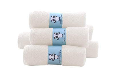 HIPHOP PANDA Baby Washcloths, Rayon Made from Bamboo - 2 Layer Ultra Soft Absorbent Newborn Bath Face Towel 6 Pack