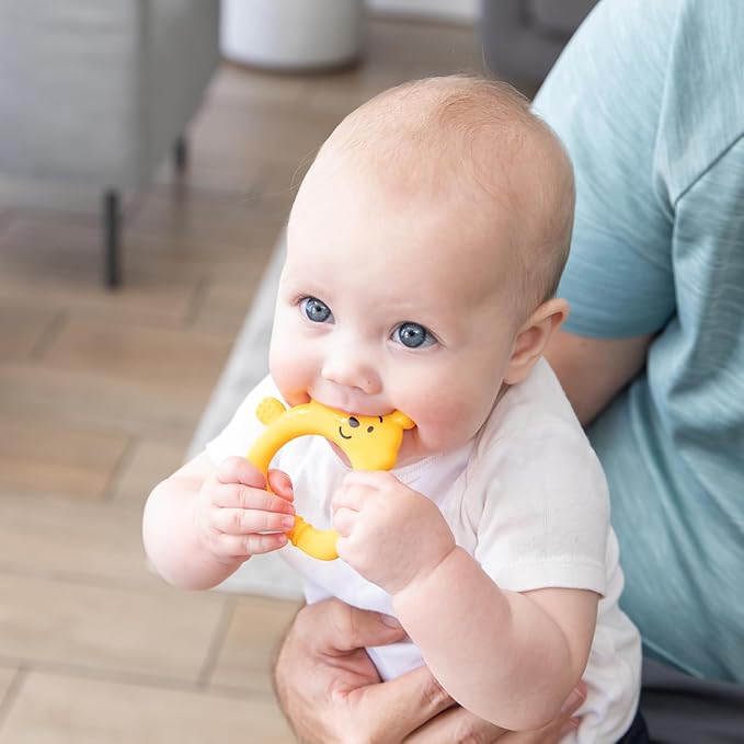Bumkins Disney Baby Teething Freezer Toy Keys Rings, Soft Flexible Platinum Silicone Pacifier to Chew 3 Months,