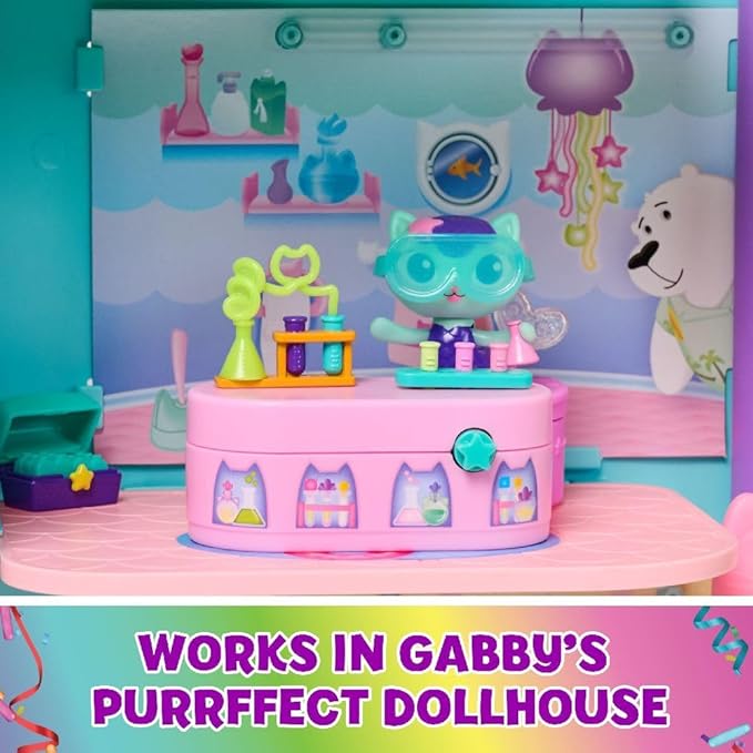 Gabby's Dollhouse, Celebration Series Mercat Bobble Figure with Dollhouse Furniture and Accessories 3 and