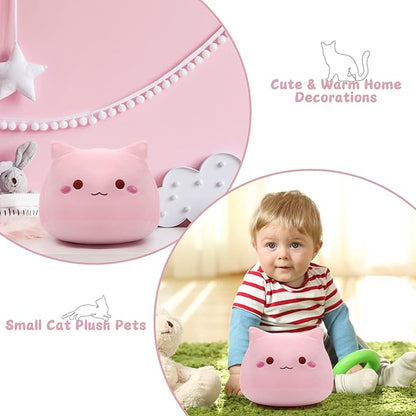 iBccly 8" Pink Cat Plush Pillow, Soft Stuffed Animal Doll