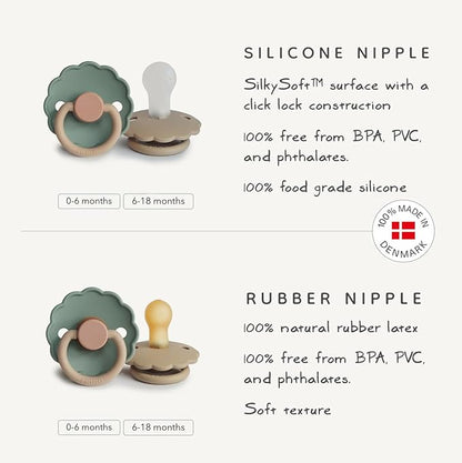 FRIGG Daisy Natural Rubber Baby Pacifier | Made in Denmark 1) 2-Pack