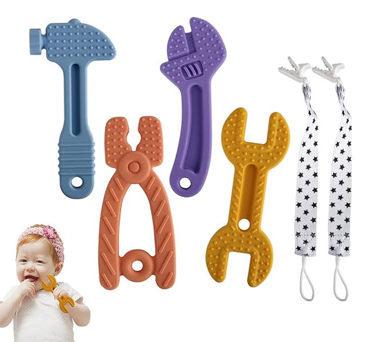 Chuya Baby Teether Toys, Baby Chew Toy for Babies 3-12 Months (4 Pack)