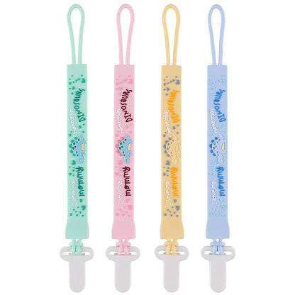 4-Pack Silicone Pacifier Clips with One-Piece Beads for Baby Boys and Girls - Flexible and Rust-Free Holders for Teething Relief and Baby Essentials, Safe for Newborns (Flat