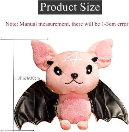 NatureMan Bat Plush Stuffed Animal Toys,Halloween Black Bat Decor Soft Hugging Plush Doll Toy Gifts (Pink,11.8inch)