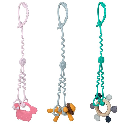 Baby Toy Straps - 1 Drag 2 Design for Toy Safety 3 Pack