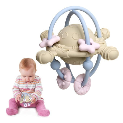 Baby Teething Toy with Rattle - Chew and Rattle Balls for Teething Relief 6-12 Months, 0-6 Months