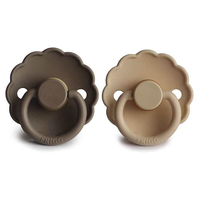 FRIGG Daisy Natural Rubber Baby Pacifier | Made in Denmark 0-6 Months) 2-Pack
