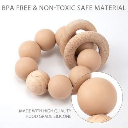 Silicone Baby Teether, Food Grade Silicone & Beech Baby Teething Toy