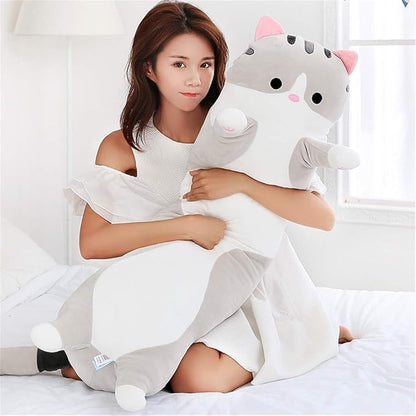 shangman Lovely Plush Cat Doll Cute Cartoon Soft Stuffed Kitten (Grey,130cm/51.1in)