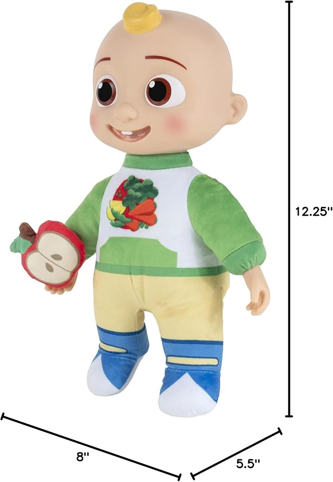 CoComelon Snack Time Features JJ Doll with Red Apple Plush - Plays Sounds, Phrases