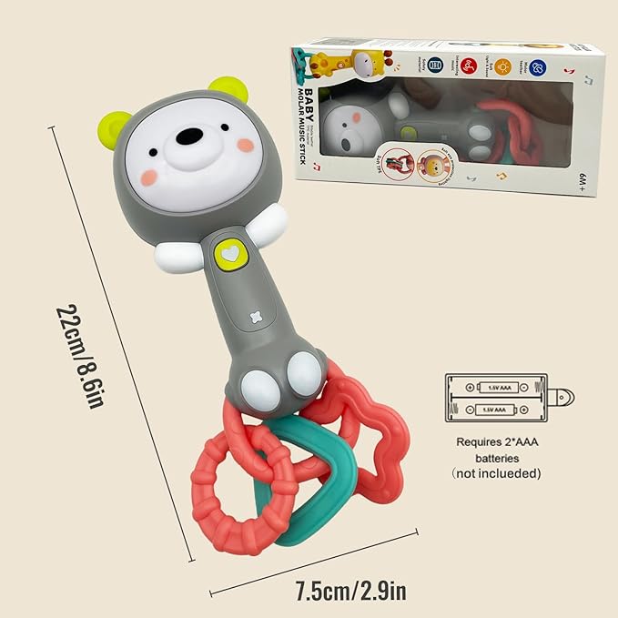Musical Rabbit Light-Up Toy and Teething Ring for Toddlers Sensory 6 12 18 Month